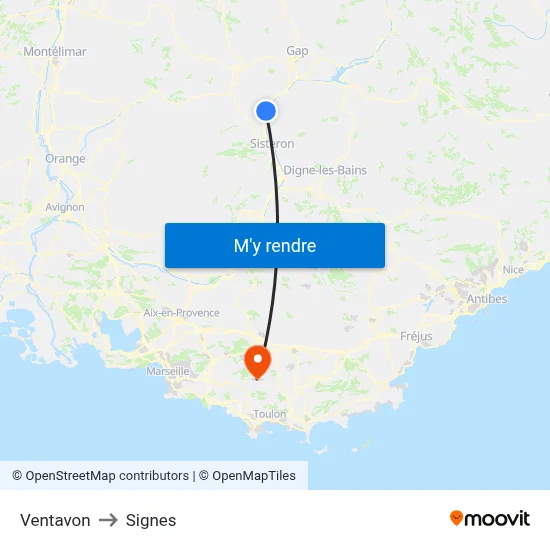 Ventavon to Signes map