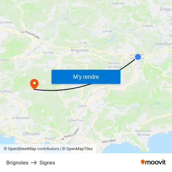 Brignoles to Signes map