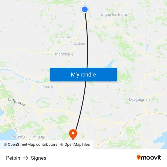 Peipin to Signes map