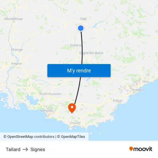 Tallard to Signes map