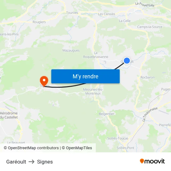 Garéoult to Signes map
