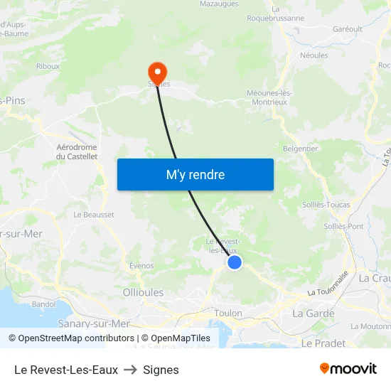 Le Revest-Les-Eaux to Signes map