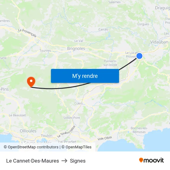 Le Cannet-Des-Maures to Signes map