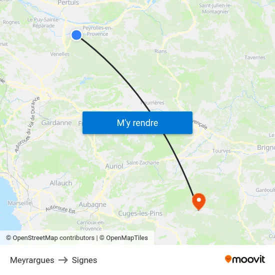 Meyrargues to Signes map