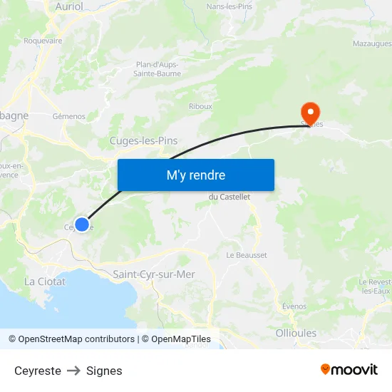 Ceyreste to Signes map