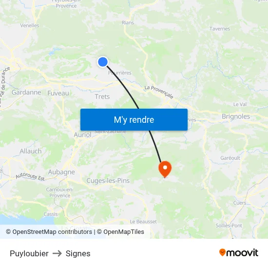 Puyloubier to Signes map