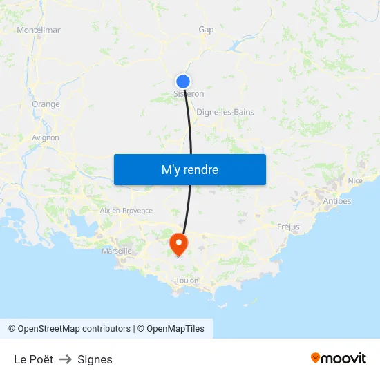 Le Poët to Signes map