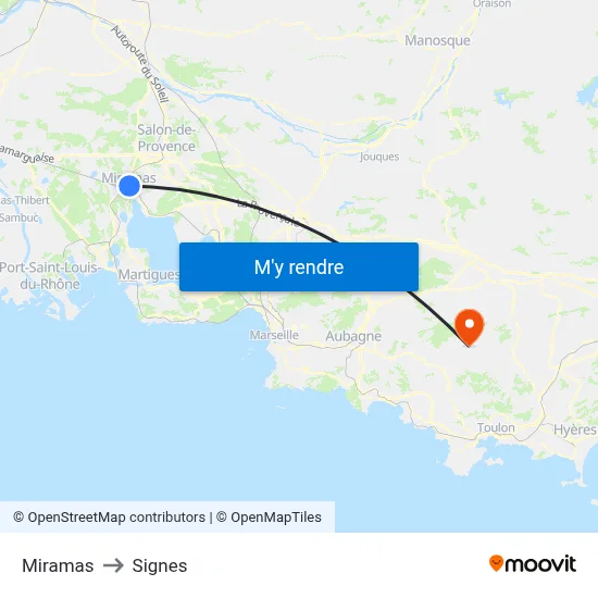 Miramas to Signes map