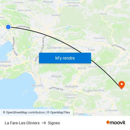 La Fare-Les-Oliviers to Signes map