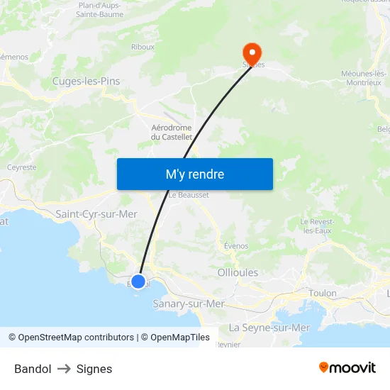 Bandol to Signes map