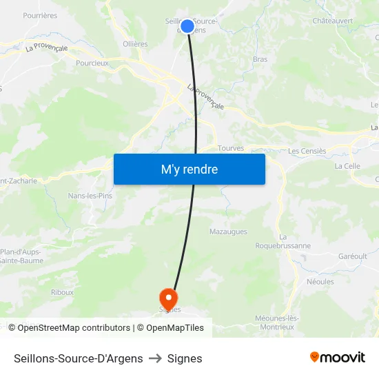 Seillons-Source-D'Argens to Signes map