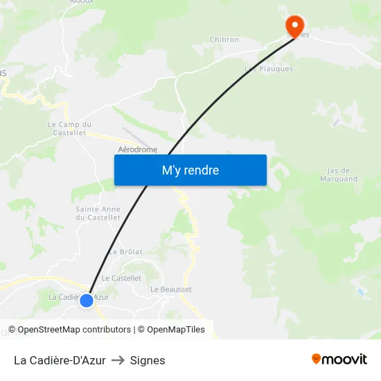 La Cadière-D'Azur to Signes map