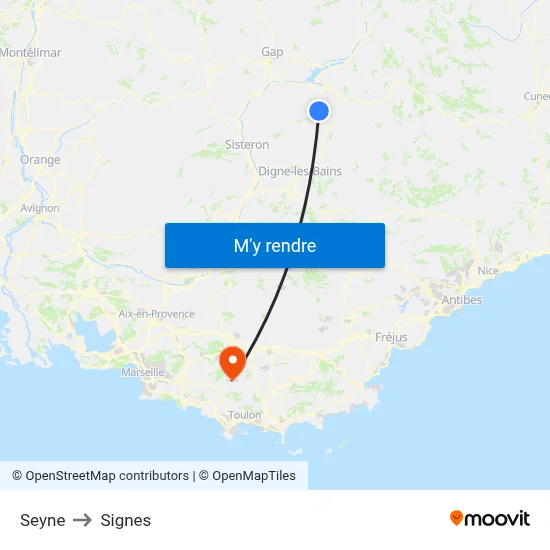 Seyne to Signes map