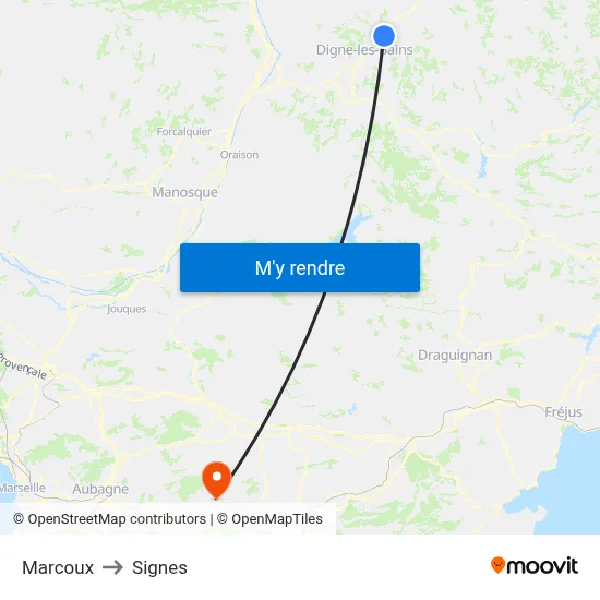 Marcoux to Signes map