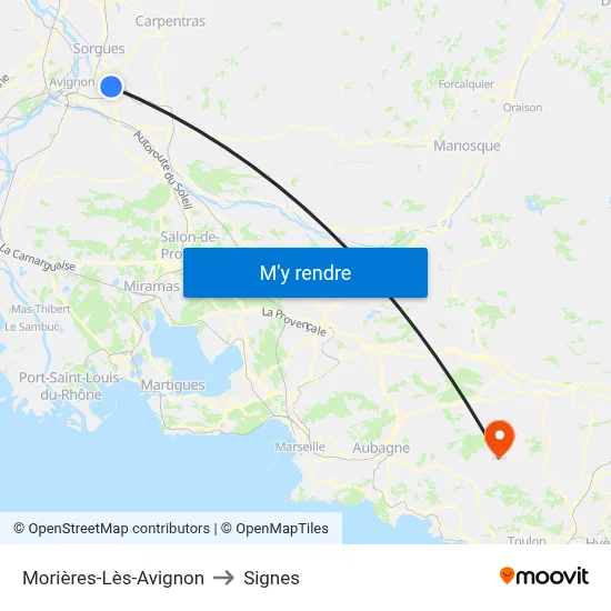 Morières-Lès-Avignon to Signes map