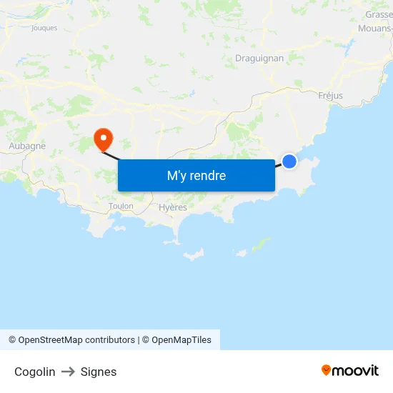 Cogolin to Signes map