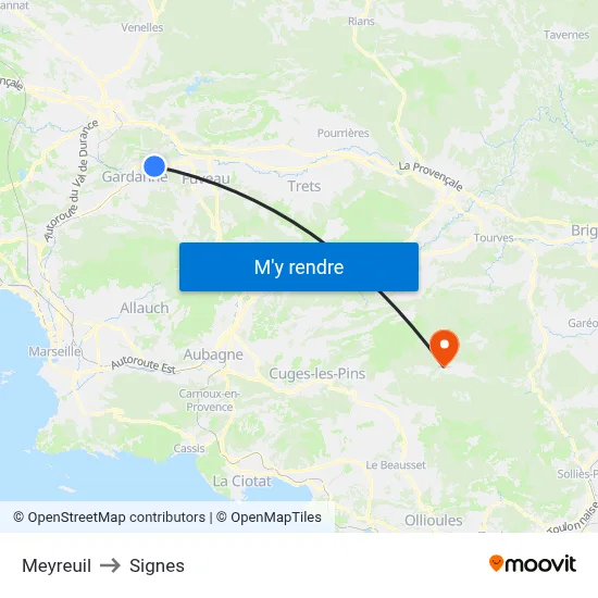Meyreuil to Signes map