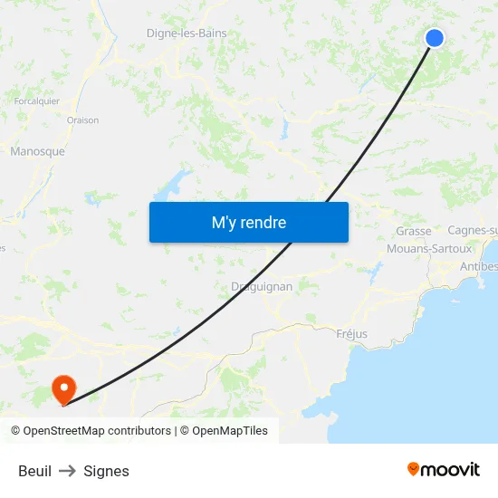 Beuil to Signes map