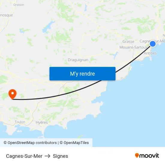 Cagnes-Sur-Mer to Signes map
