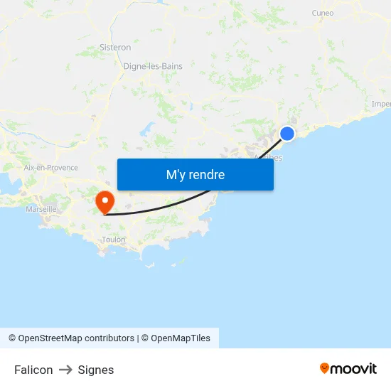 Falicon to Signes map