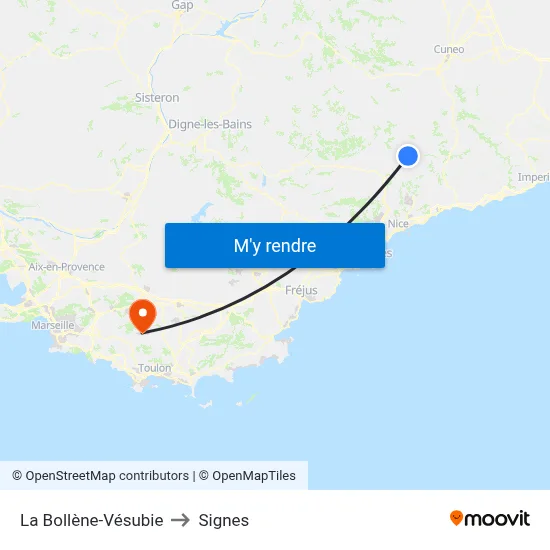 La Bollène-Vésubie to Signes map