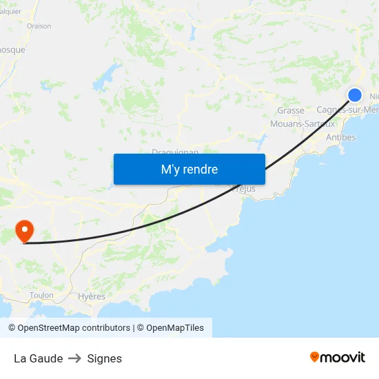 La Gaude to Signes map
