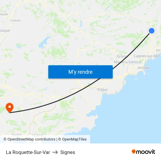 La Roquette-Sur-Var to Signes map