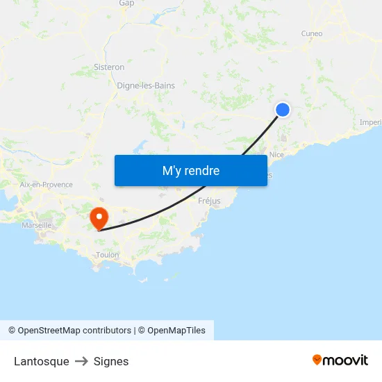 Lantosque to Signes map