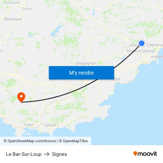 Le Bar-Sur-Loup to Signes map
