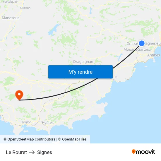 Le Rouret to Signes map