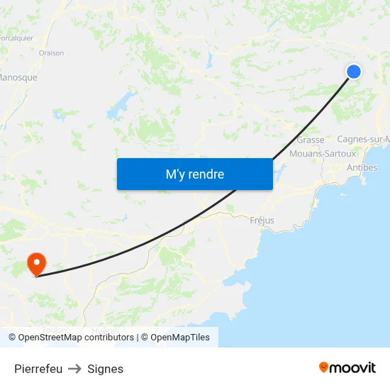 Pierrefeu to Signes map
