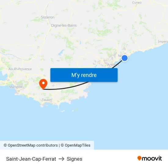 Saint-Jean-Cap-Ferrat to Signes map