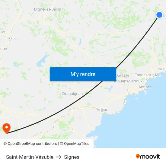 Saint-Martin-Vésubie to Signes map