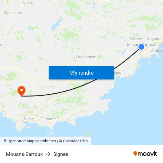Mouans-Sartoux to Signes map