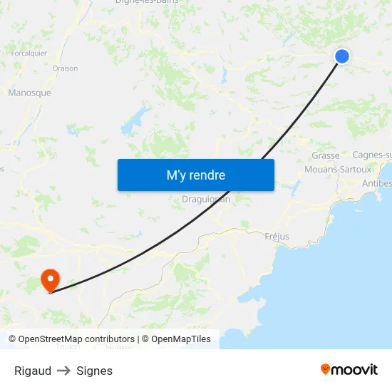 Rigaud to Signes map