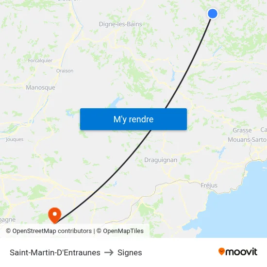 Saint-Martin-D'Entraunes to Signes map