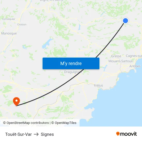 Touët-Sur-Var to Signes map