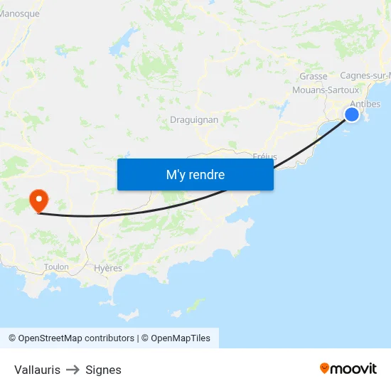 Vallauris to Signes map