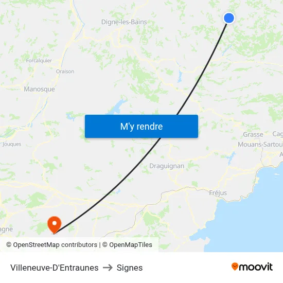 Villeneuve-D'Entraunes to Signes map