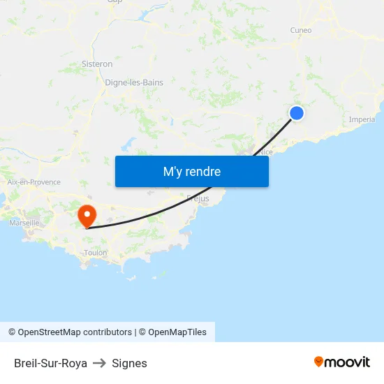 Breil-Sur-Roya to Signes map