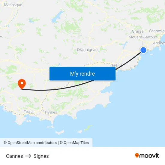 Cannes to Signes map