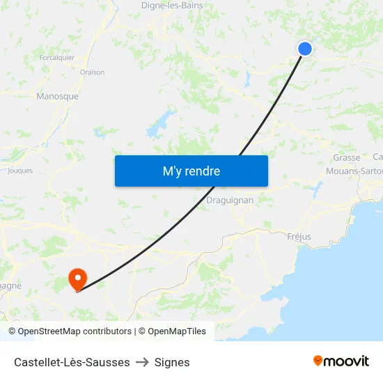 Castellet-Lès-Sausses to Signes map
