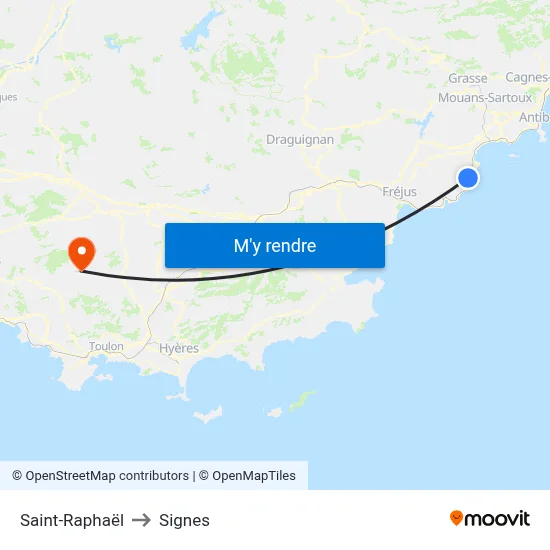 Saint-Raphaël to Signes map