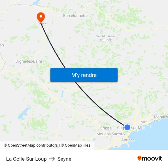 La Colle-Sur-Loup to Seyne map