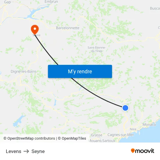 Levens to Seyne map