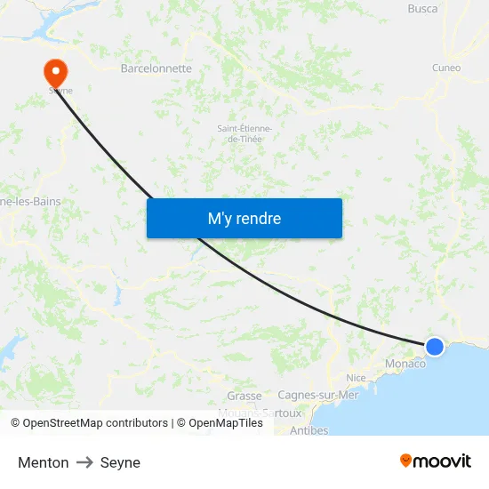 Menton to Seyne map