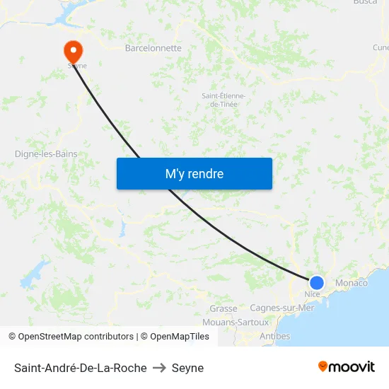 Saint-André-De-La-Roche to Seyne map
