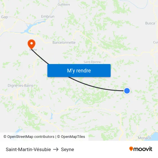 Saint-Martin-Vésubie to Seyne map