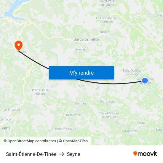 Saint-Étienne-De-Tinée to Seyne map