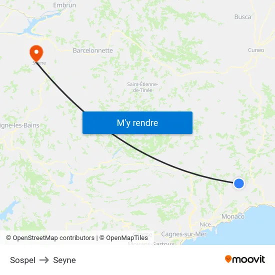 Sospel to Seyne map